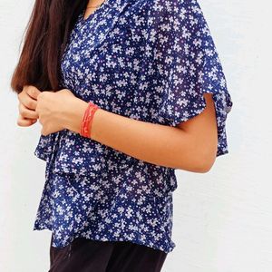 Beautiful Blue Floral Print Top