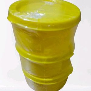 Yellow Colored Spice Container With Zari Thread