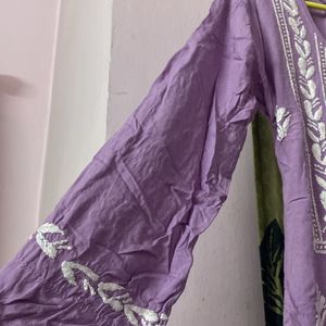 Lavendar Chikankari Kurta- Premium