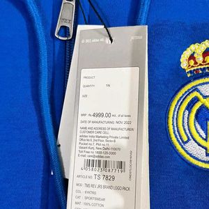 ADIDAS REAL MADRID BLUE ZIPPER HOODIE SIZE M