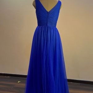 Blue Elegant V Neck Net Gown (Bust:32/34)