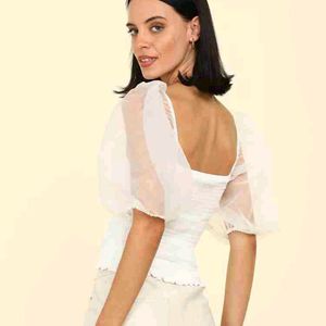 Forever 21 White Puff Sleeve Top