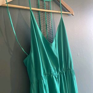 Green Maxi Dress With Stylish Back