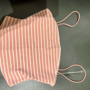 Pink & White Stripes Crop Top