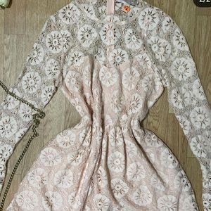 Forever 21 Peach Net Design Dress