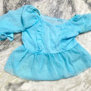 Sky Blue Georgette Peplum