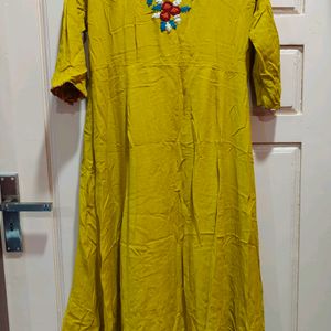 Ethnic Yellow A-line Kurti💛