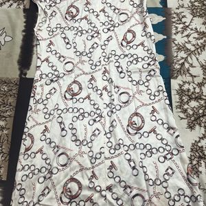 printed beige dress