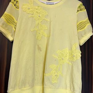 Yellow Embroidered Tshirt