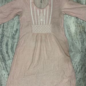 Biba Pink A-line Cotton Kurta