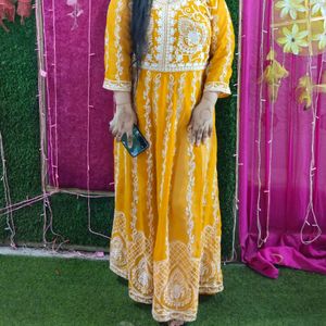 Anarkali Mustard Yellow Suit With Dupatta