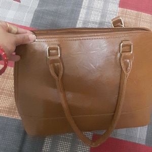 Brown Textured Handbag For Women