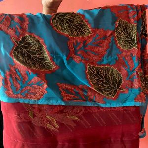 FREE SIZE LEAF PRINT SAREE