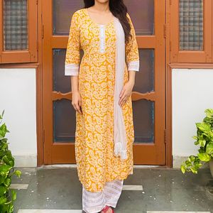 Navratri Yellow Suit Set Of 3