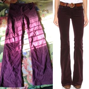 Burgundy Flared Velvet Pants