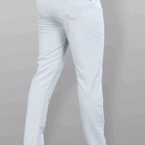 Men Slim Fit Grey Lycra Blend Trousers