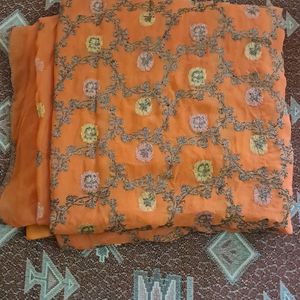 Orange Color Zari Saree