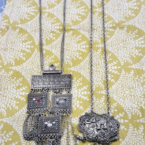 Combo Silver Oxidised Necklace  (Pack Of