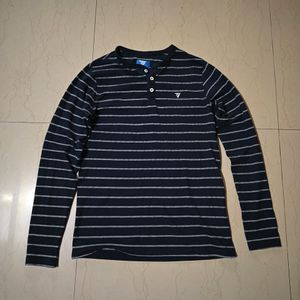 Teamspirit Striped Henley Full Sleeve T-Shirt