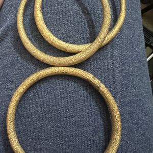 Vintage Brushed Gold Hoops And Bangle Set