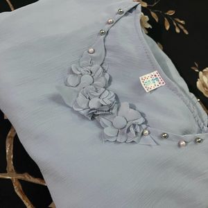 Price Drop!! Light Blue  Flowered Top!!