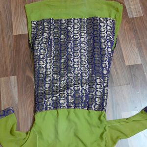 Parrot Green Silk Kurti