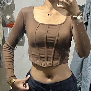 Brown Fitted Top