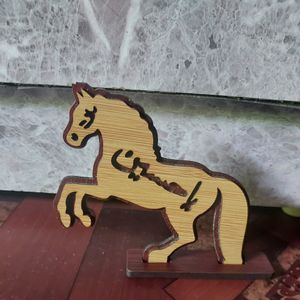 "Yaa Hussain"  Carving On Wood Running Horse