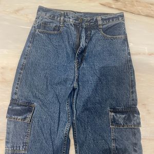 Denim Pocket Straight Jeans In Waist 26