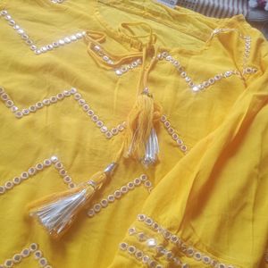 Yellow Kurta Sharara With Dupatta