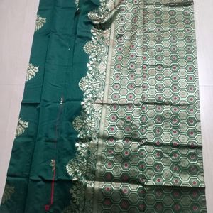 Green Flower Lichi Silk Saree