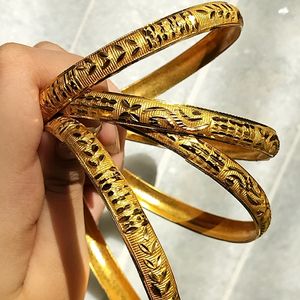 Gold Plated Matte Bangles🟡(Set Of 4)