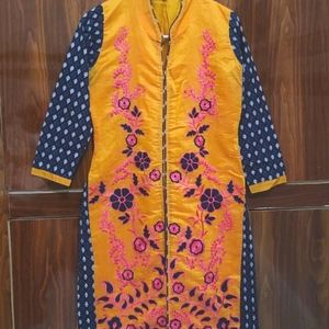 Mustard Colour Festive Wear Kurti