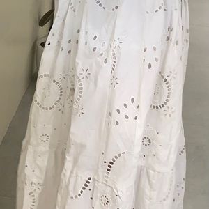 Long white skirt with chikan work