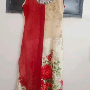 Embellished Neck Kurti With Stones