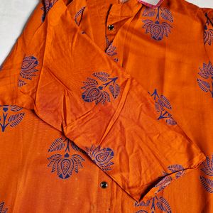 Orange Printed Kurta