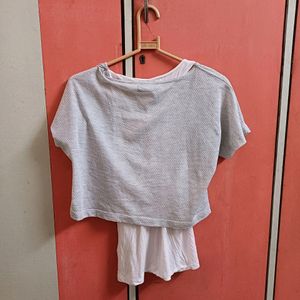 kappa grey crop top with white undershirt