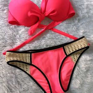 Hot Pink Imported Fabric Bikini Set 👙