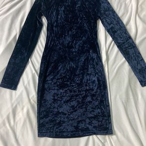 Vero Moda Women Navy Blue Bodycon Velvet Dress