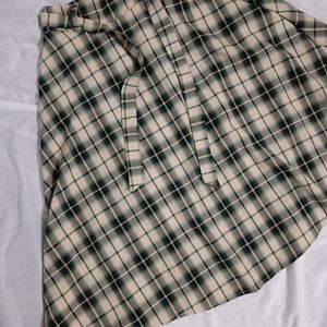 Olive green And Beige Checked Skirt