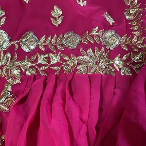 Hot Pink Designer Georgette Paplum Lehenga