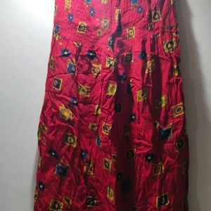 Cotton Red Color Sleeveless Gown