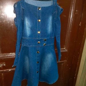 Girls Denim Dress Bow Design