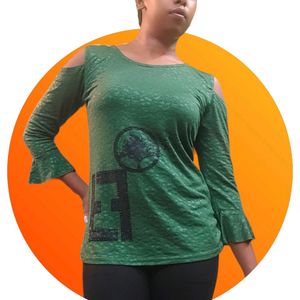 Women Top With Full Body Texture And Stone Symbol