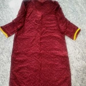 A-line Maroon Cotton Kurti