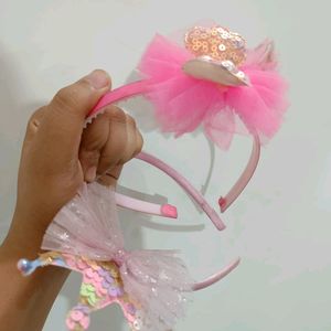 2 Pink Partywear Hairbands