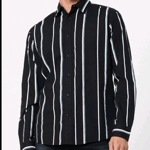 Men's Black Shirt With White Stripes