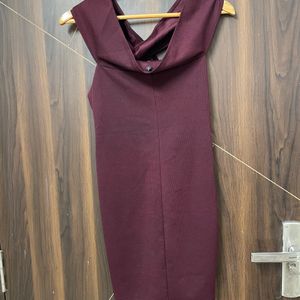 Sexy Bodycon Cris Cross Sleeve Maroon Dress