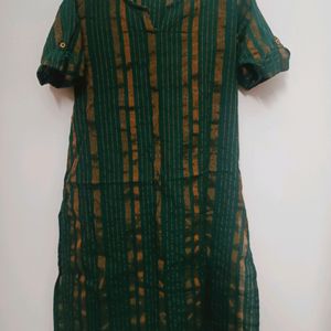 Green Kurta With Golden Strips