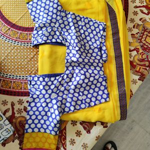 Bollywood Inspired Bright Yellow Saree With Blouse